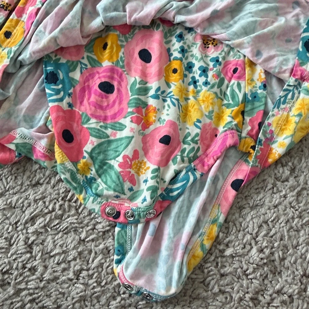 little Sleepies Secret Garden Long Sleeve Bamboo bodysuit Twirl Dress